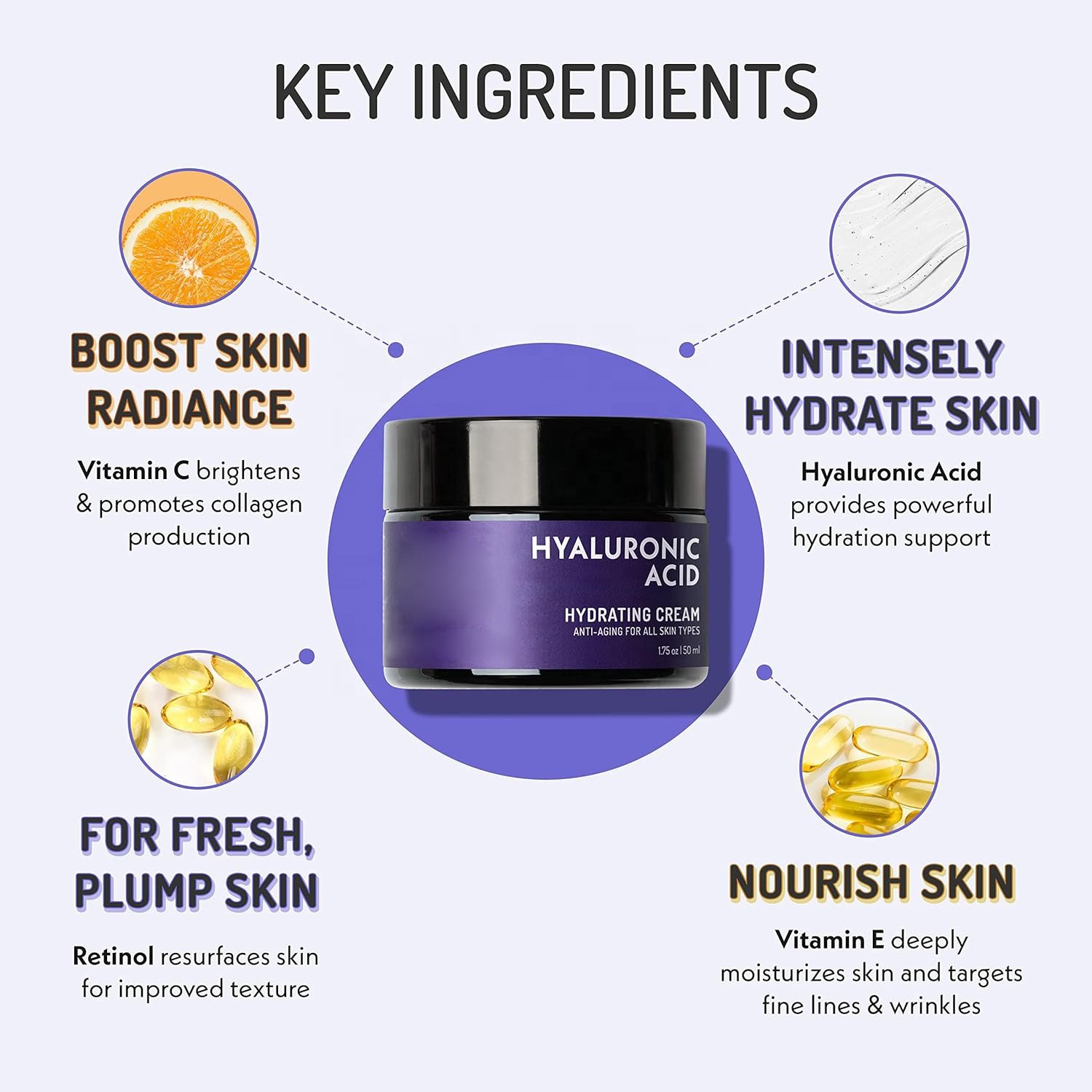 Hyaluronic Acid Cream for Face Natural Face Moisturizer, Neck Cream, Anti-Wrinkle Cream Anti Aging Face Cream Mens Moisturizer