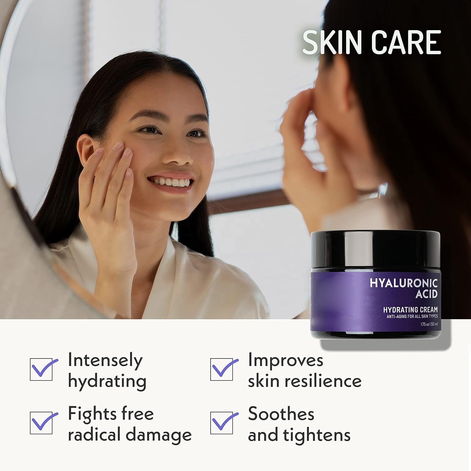 Hyaluronic Acid Cream for Face Natural Face Moisturizer, Neck Cream, Anti-Wrinkle Cream Anti Aging Face Cream Mens Moisturizer
