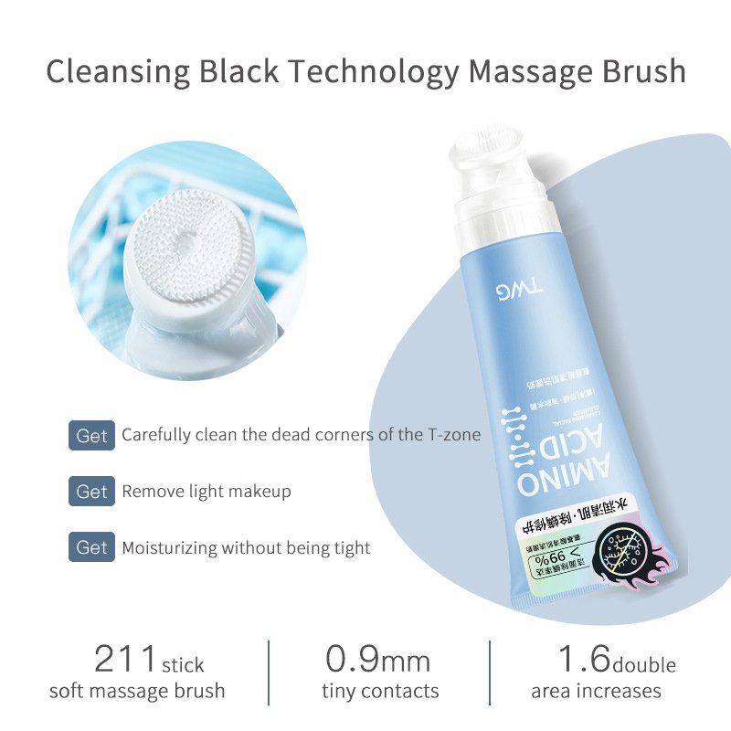 TWG RTS Facial Cleanser Cleansing Moisturizing Whitening Skin Care Washing Amino Acid Face Washing Cream with Brush