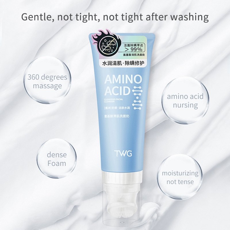 TWG RTS Facial Cleanser Cleansing Moisturizing Whitening Skin Care Washing Amino Acid Face Washing Cream with Brush