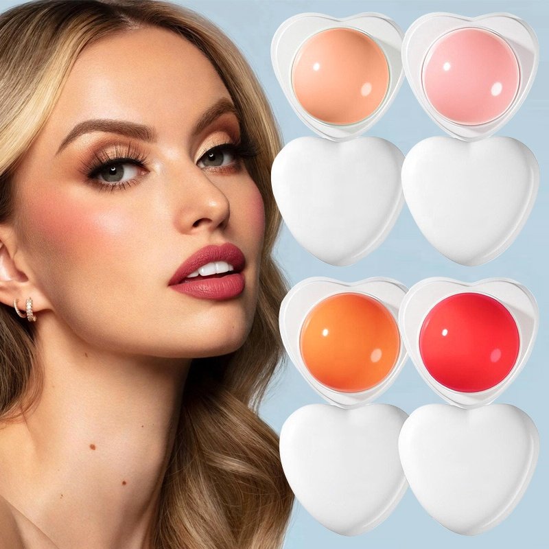 Travel Size Natural Single Waterproof Blusher Lip and Cheek Tint Wholesale Custom Logo Cute Vegan Creamy Makeup Heart Blush