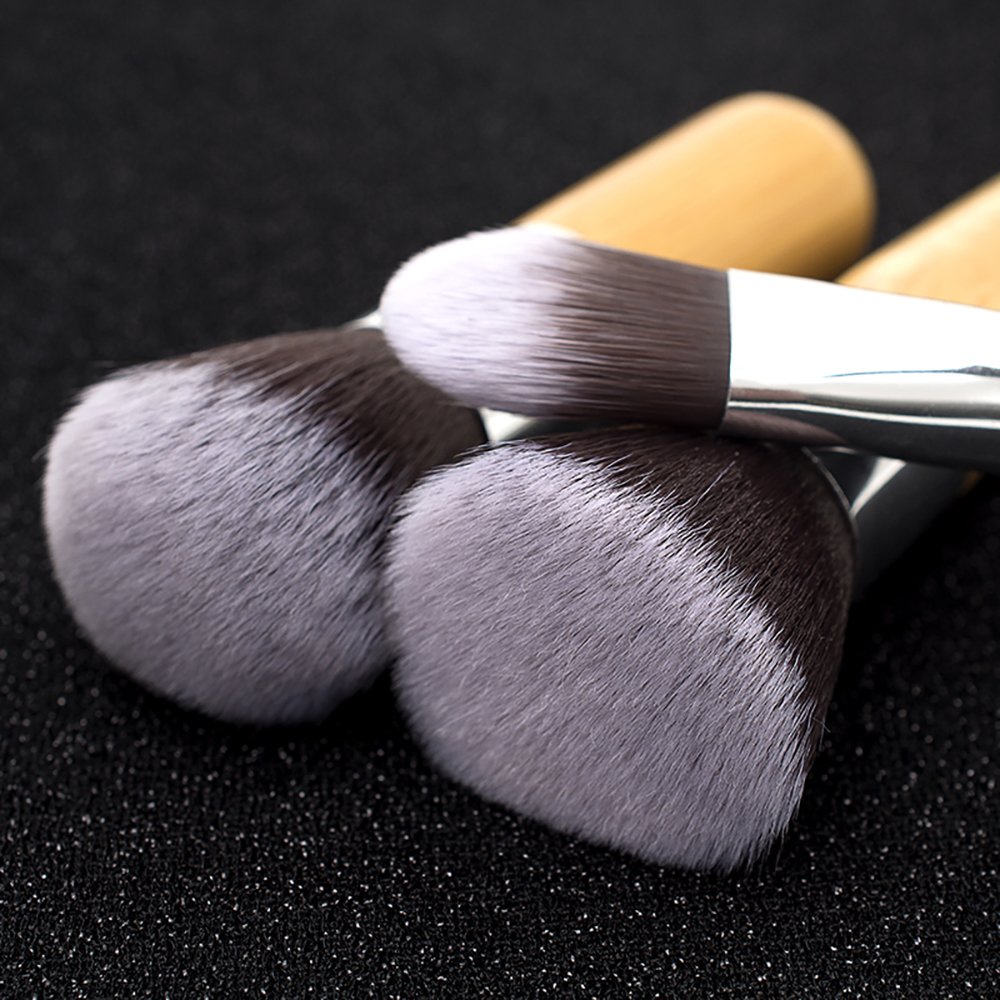 DailyQueen 11pcs Eco-Friendly Bamboo handle natural hair professional makeup brush set/kit Vegan Cruelty Free - Premium Synthetic Kabuki