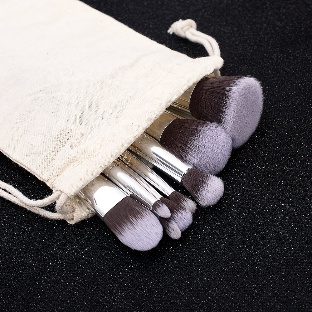 DailyQueen 11pcs Eco-Friendly Bamboo handle natural hair professional makeup brush set/kit Vegan Cruelty Free - Premium Synthetic Kabuki