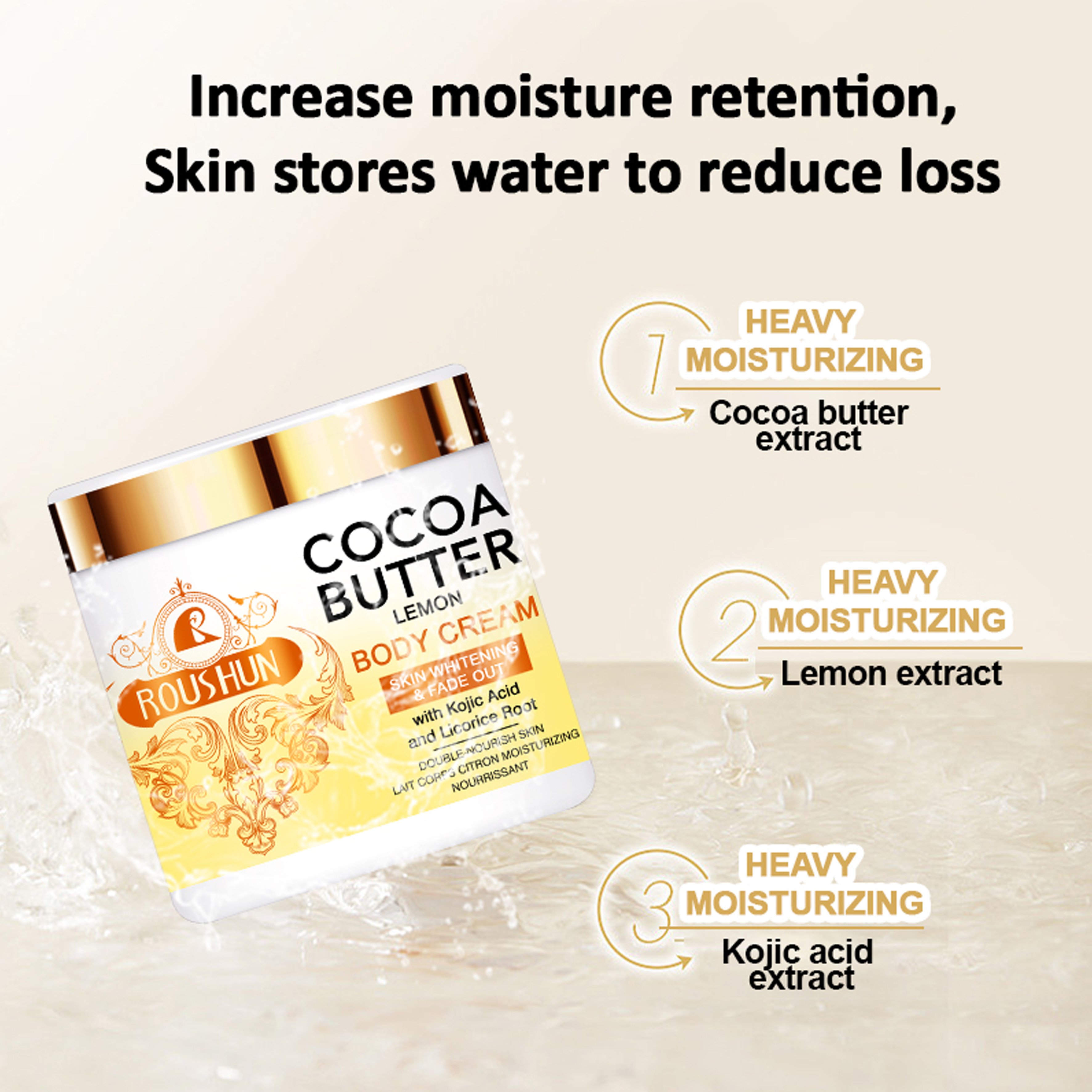 ROSHUN Private Label Skin Care Butter Nourishing Moisturizing Cocoa Butter Cream