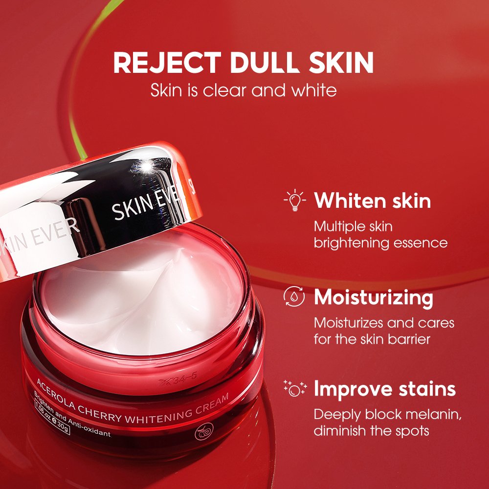 SKINEVER Organic Acerola Cherry Face Cream Set Whitening Cream with Niacinamide Vitamin C Collagen Glycerin & Aqua for Skin Care