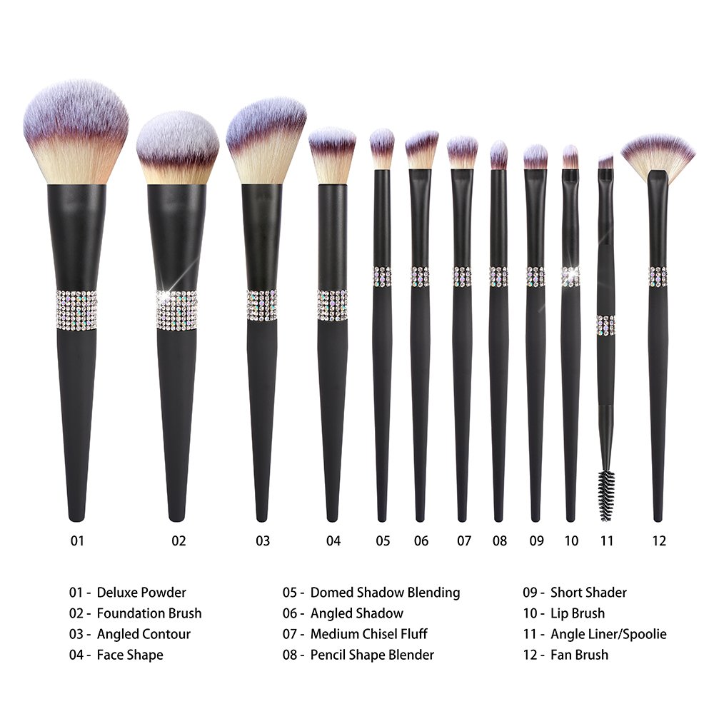 DailyQueen 12 Pcs Makeup Brushes Cosmetics Maquiagem Kabuki Foundation Eye Shadow Eyeliner Foundation Blush Lip Powder Liquid Cream