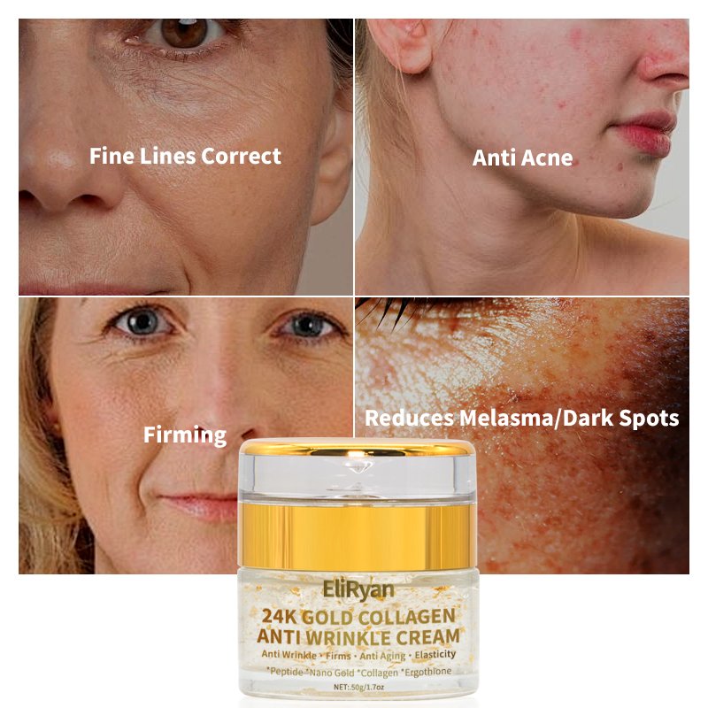 Anti Antiaging and Wrinkle Repair Moisturizing Organic Skin Lightening Lighten Lotion (New) Face 24k Gold Cream