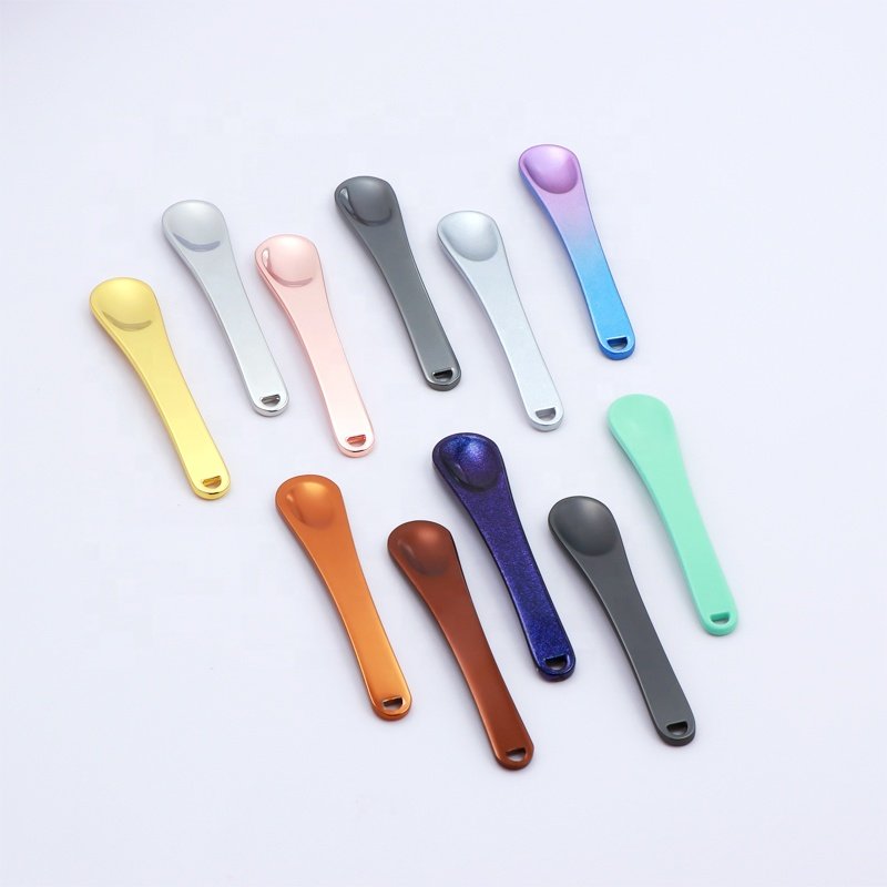 Small Curved Cosmetic spatulas Mixing mini face Cream spoon metal cosmetic spatula