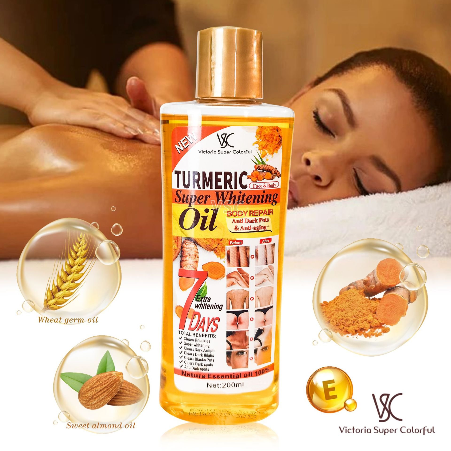 Face and body moisturizing turmeric Essential Oil Smoothing Skin Anti-Aging Turmeric Super Whitening Oil