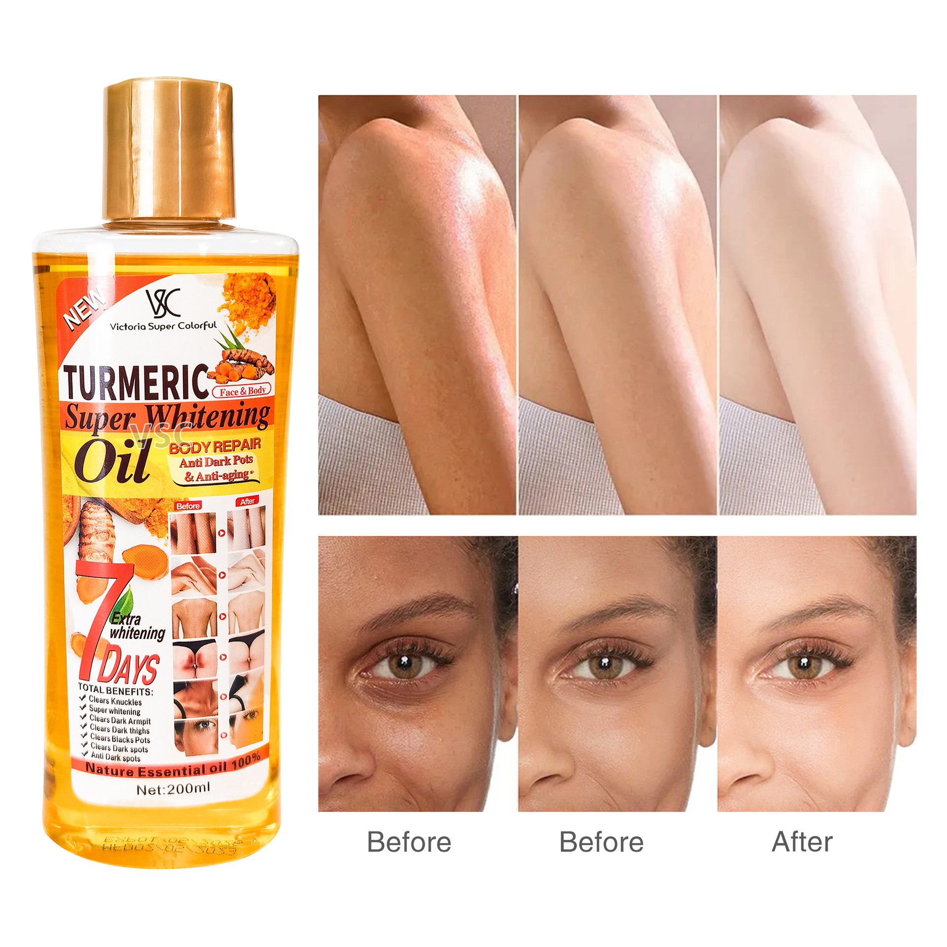 Face and body moisturizing turmeric Essential Oil Smoothing Skin Anti-Aging Turmeric Super Whitening Oil