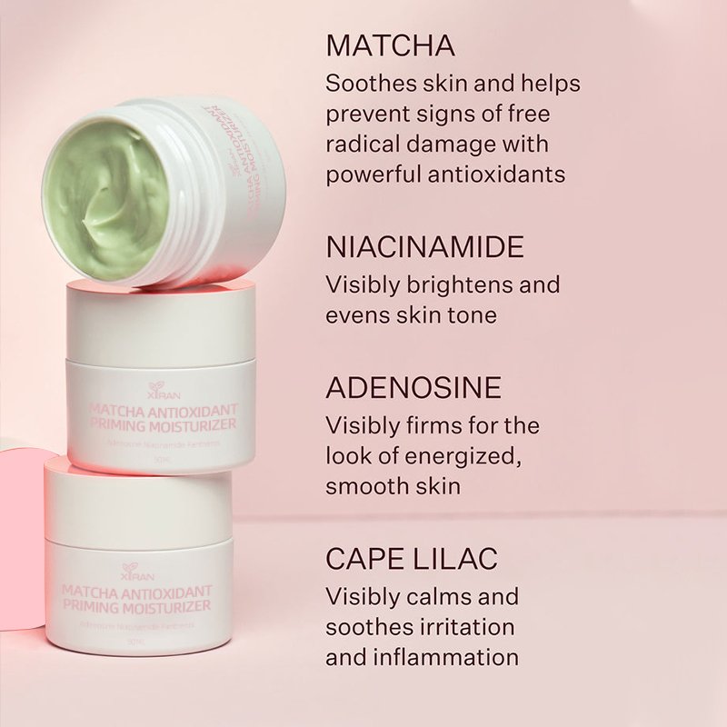 Private Label Glass Skin Treatment Moisturizer Face Cream Hydrating Matcha Niacinamide Antioxidant Intensive Moisturizing Cream