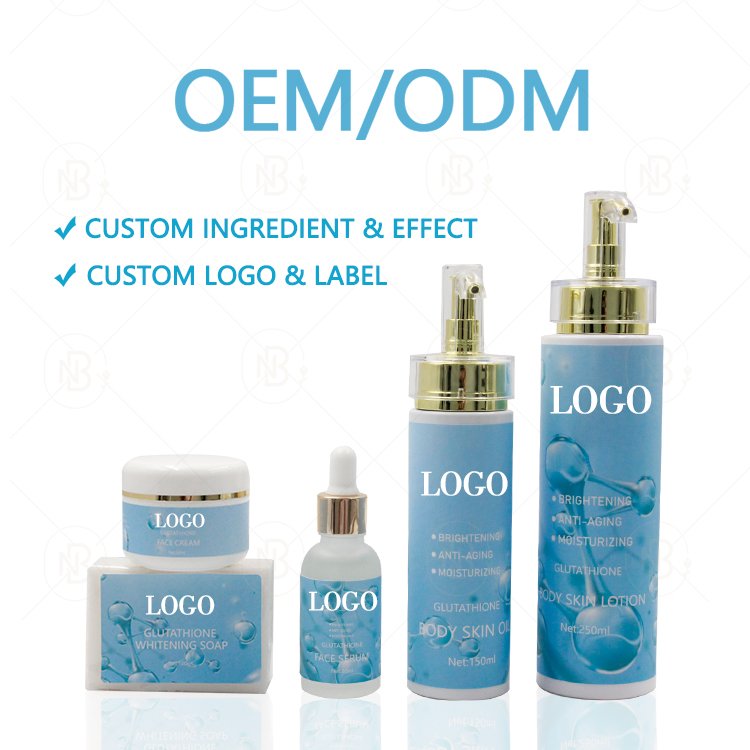 Private Label Natural Skin Whitening Face Moisturizing Cream Lotion Skin Care Set With Glutathione Collagen