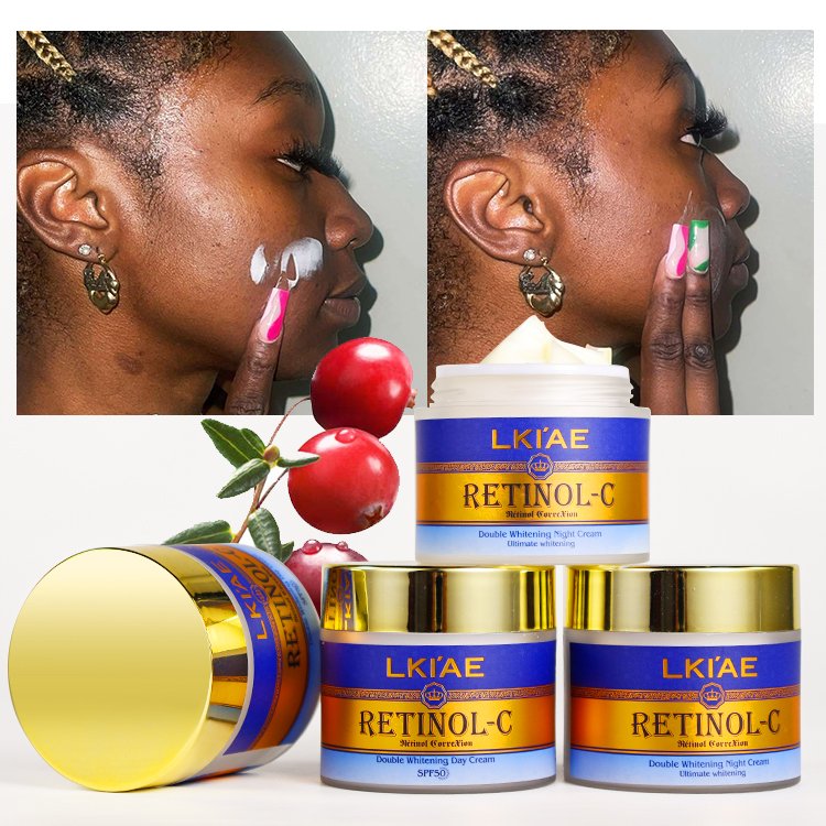 OEM Sun Protection Day Night Cream Natural Snail Extract intense Brightening Remove Blackening Black Skin Whitening Cream 50g*2