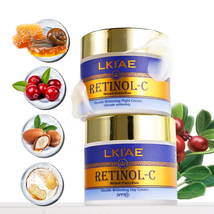 OEM Sun Protection Day Night Cream Natural Snail Extract intense Brightening Remove Blackening Black Skin Whitening Cream 50g*2