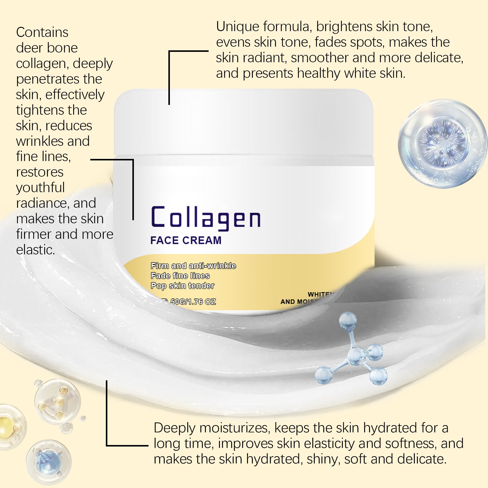 New Organic Skin Care Face Cream & Lotion For Face Cream Collagen Hydrating Anti-Aging Whitening Face Cream Jars For Fair Skin
