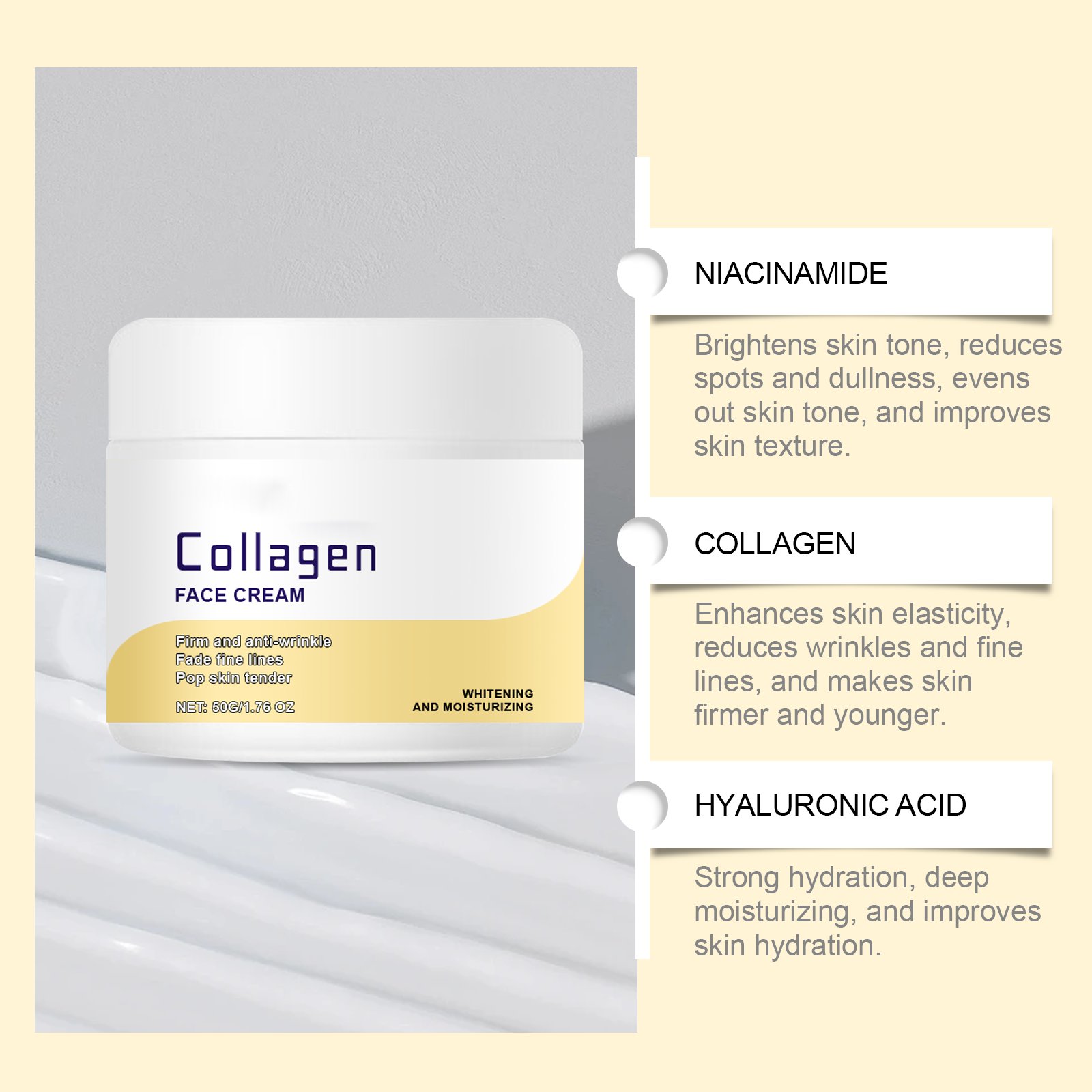 New Organic Skin Care Face Cream & Lotion For Face Cream Collagen Hydrating Anti-Aging Whitening Face Cream Jars For Fair Skin