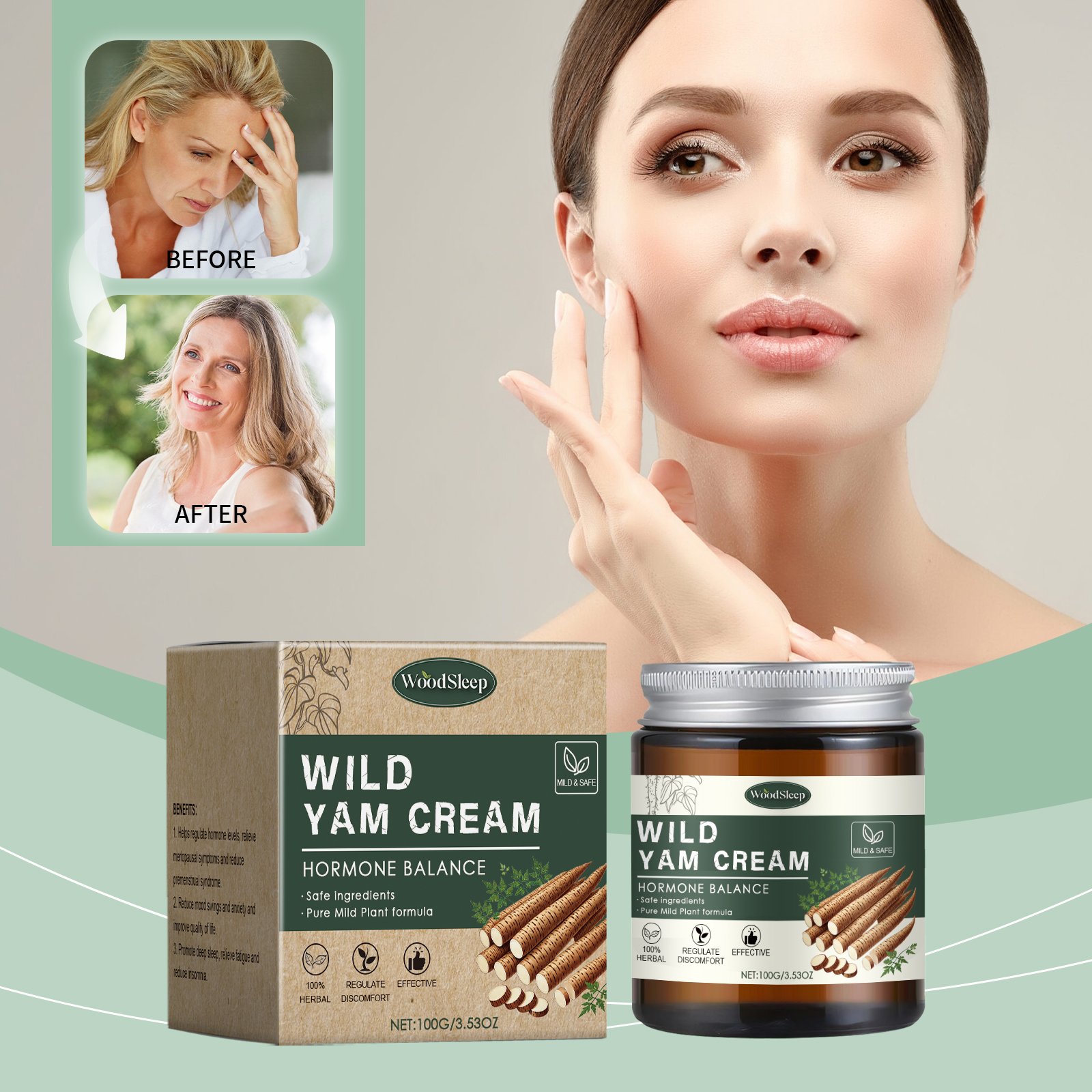 Private Label Organic Deep Moisturizing Smoothing Skin Wrinkle Remover Anti Aging Wild Yam Face Cream