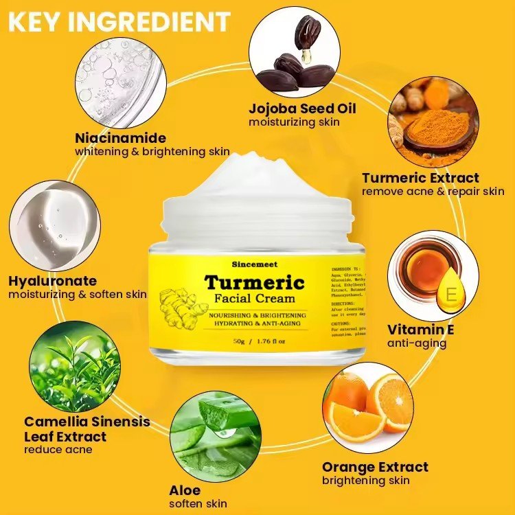 Private Label Daily face care Turmeric Brightening Whitening Moisturizing Repair Face Cream Turmeric Face Cream