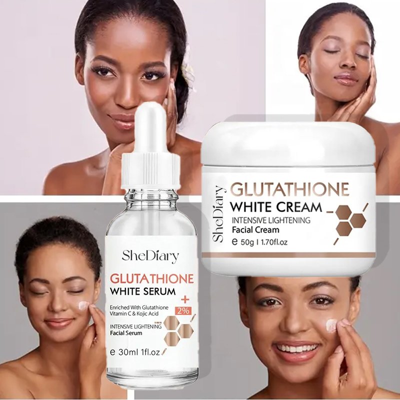 Shediary Extra Whitening Skin Care Kit Fast Bleaching Face Cream Serum Glutathione Brightening Skin Care Set Makeup Sets Adults