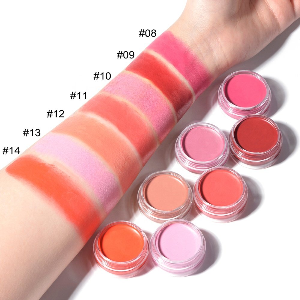 Custom Logo 14 Color Lightweight Vegan Makeup Cream Blush Moisturizing Waterproof Pink Mineral Powder Fair Dark Private Label