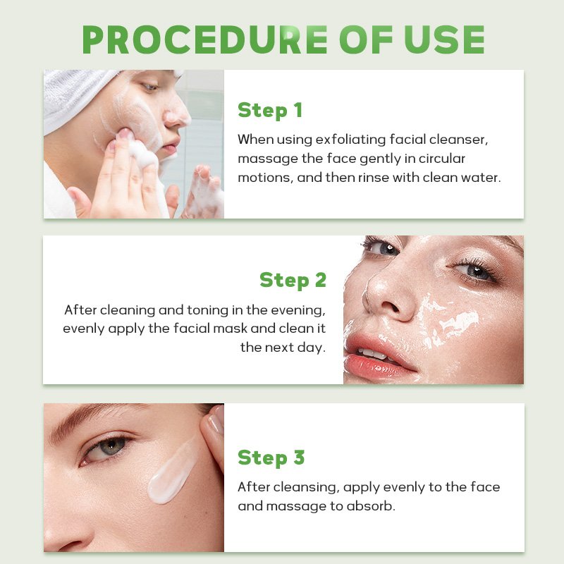 Avocado Series Exfoliating Face Wash Moisturizing Sleeping Mask & Smoothing Face Cream 3PCS Facial Skin Care Sets