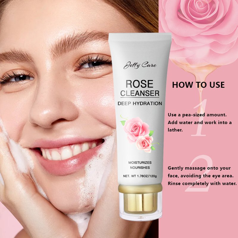 OEM Private Label Deep Cleaning Acne Removal Beauty Whitening Hydrating Natural Organic Rose Face Wash Facial Cleanser