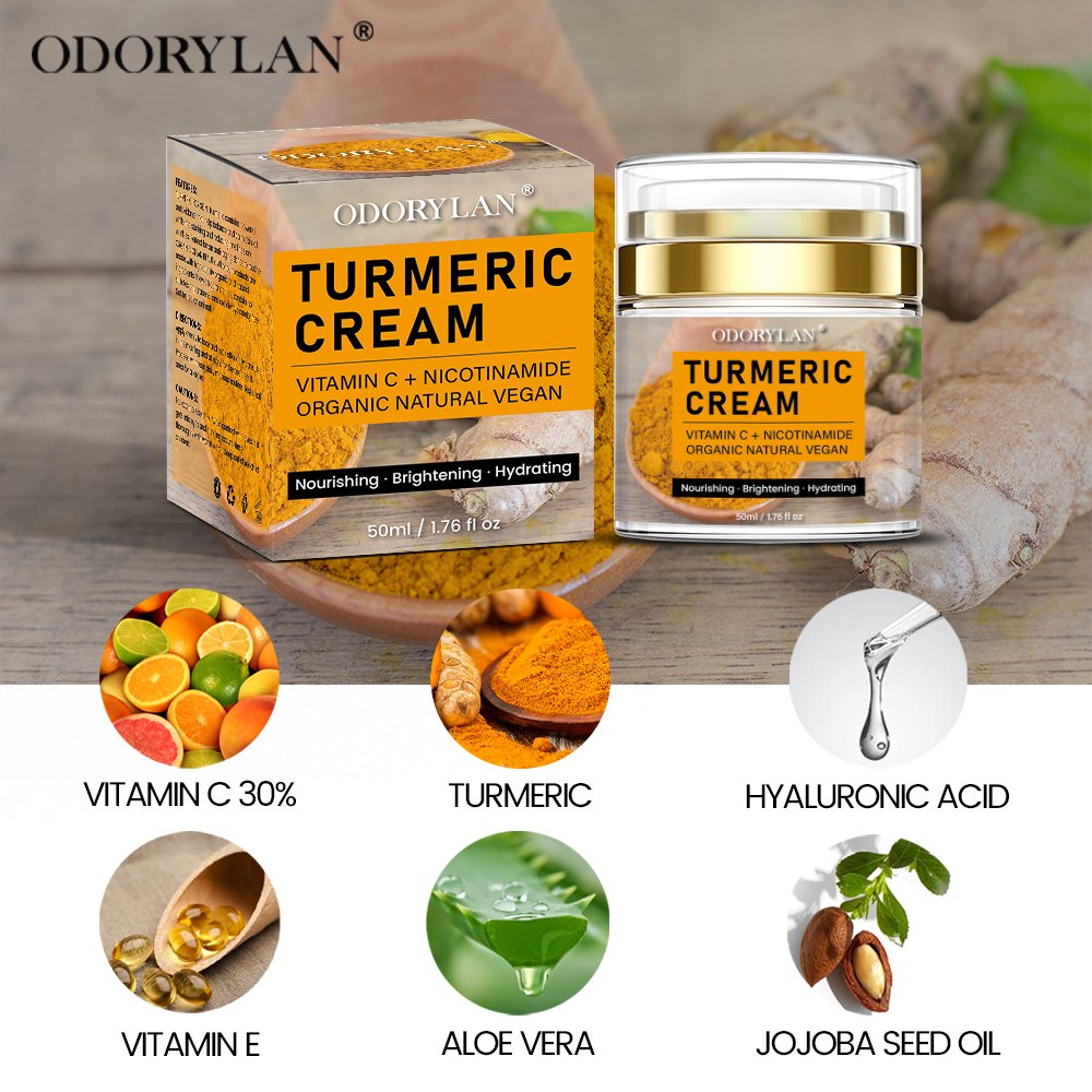 Organic Vitamin C Turmeric Face Cream Private Label Anti-Aging Moisturizer Wholesale Skin Care Treatment Cream