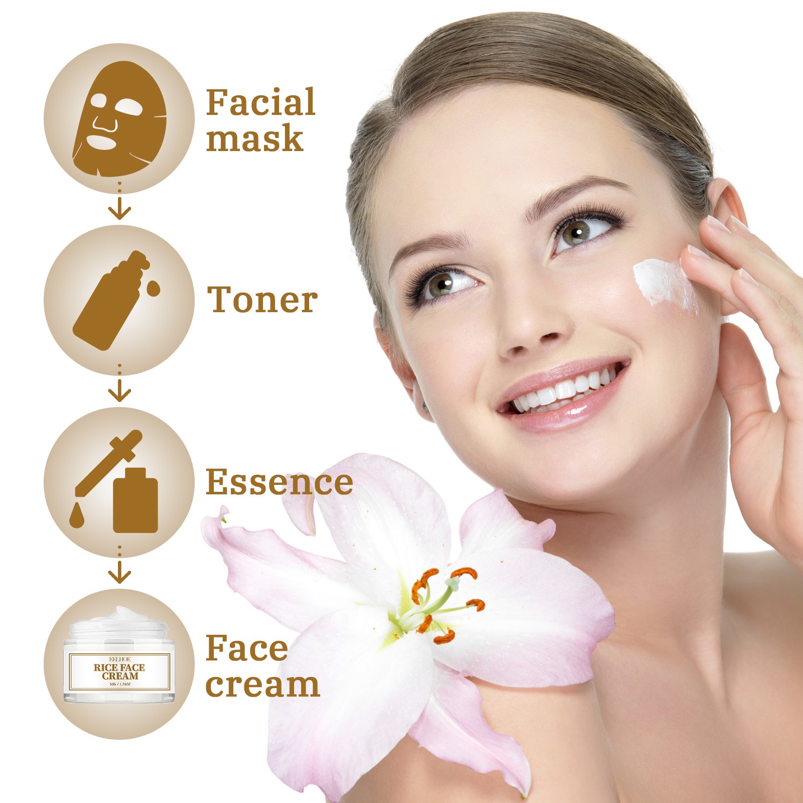 Eelhoe Rice Whiting Cream For Face Private Label Black Skin Dark Sports Remover Strong Bleaching Moisturizer Face Cream