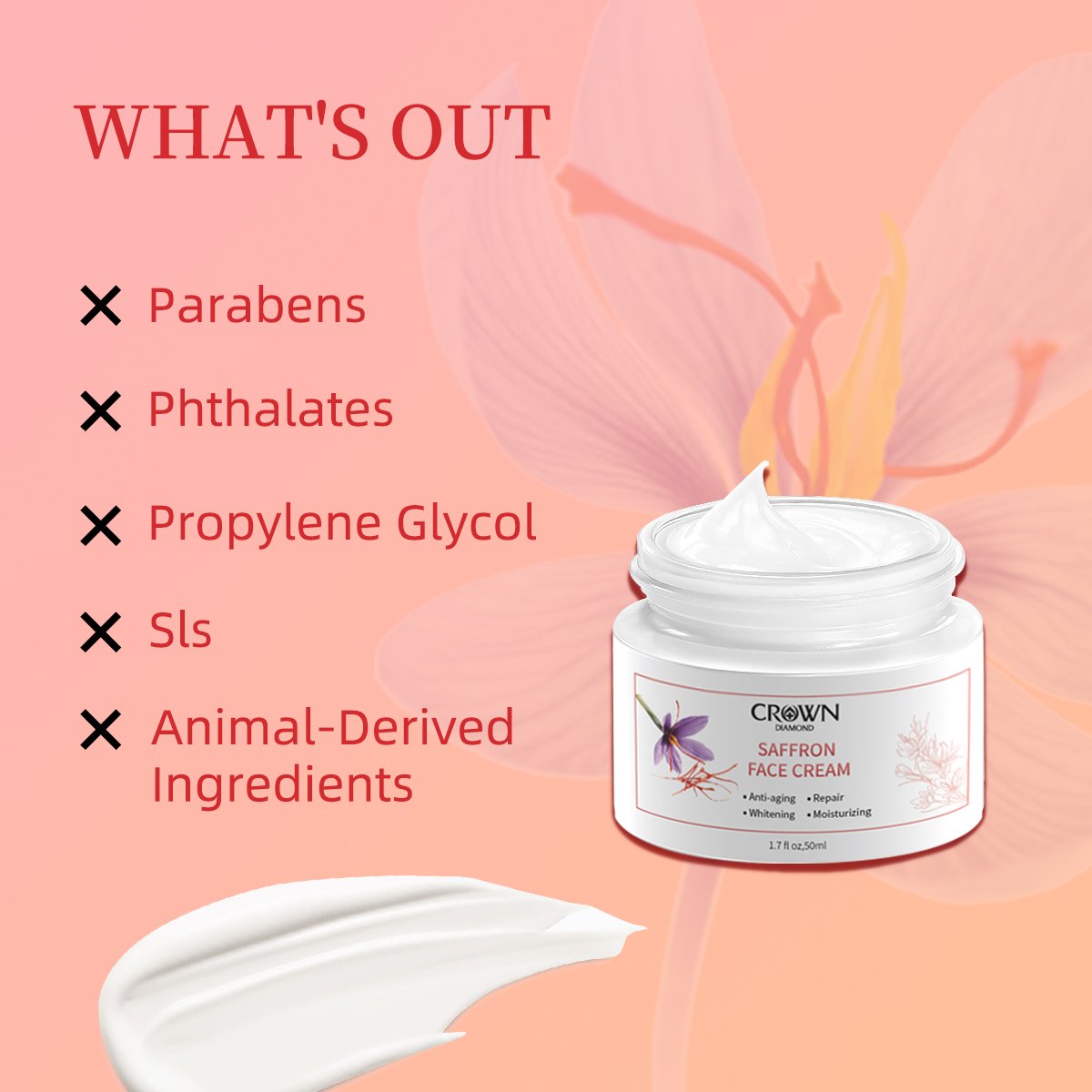 Private Label Natural Organic Niacinamide Removal Dark Spots Pigment Anti Aging Repair Moisturizing Whitening Saffron Face Cream