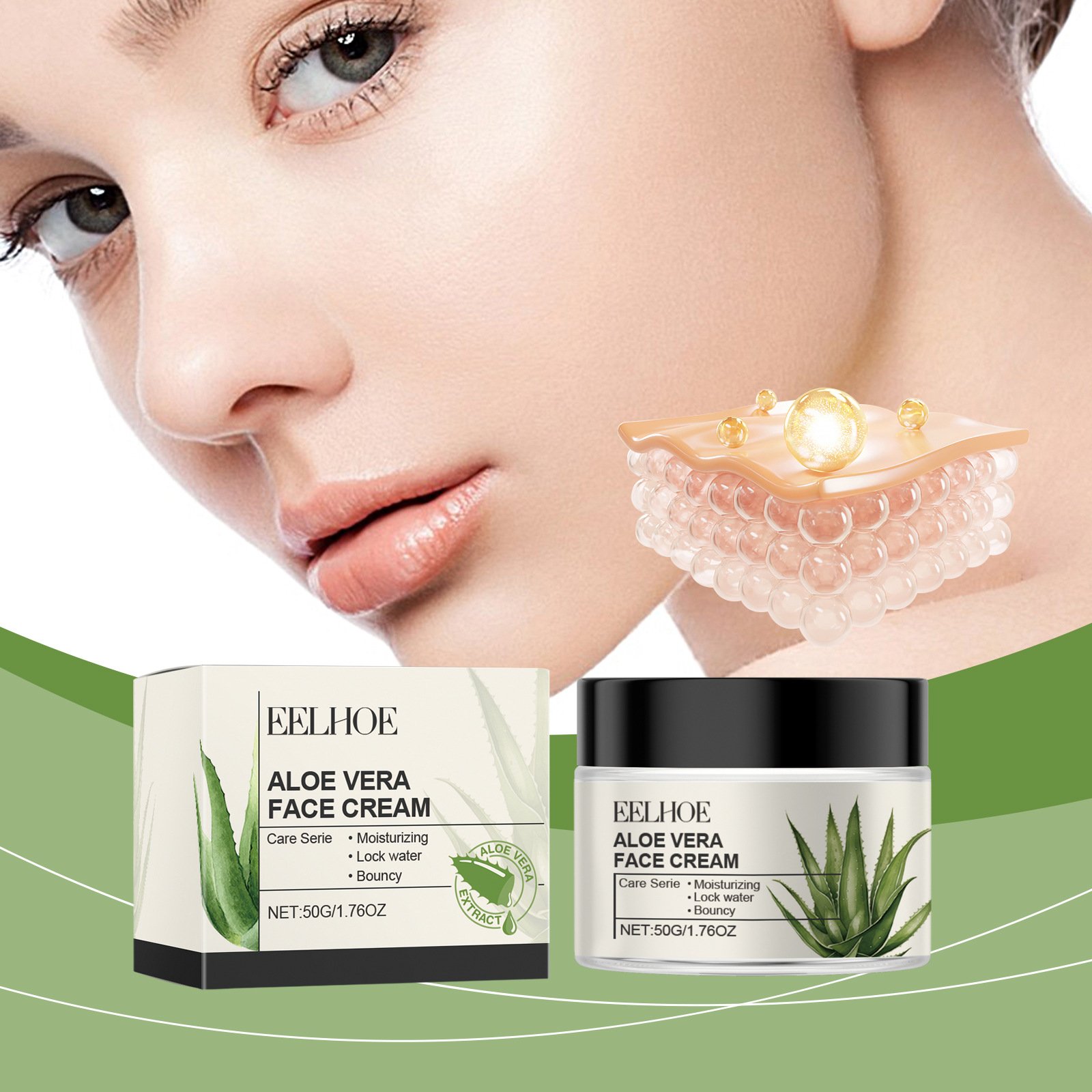 EELHOE Skin Care Moisturizing Soothing Repairing Oil Control Natural Aloe Vera Face Cream 50ml
