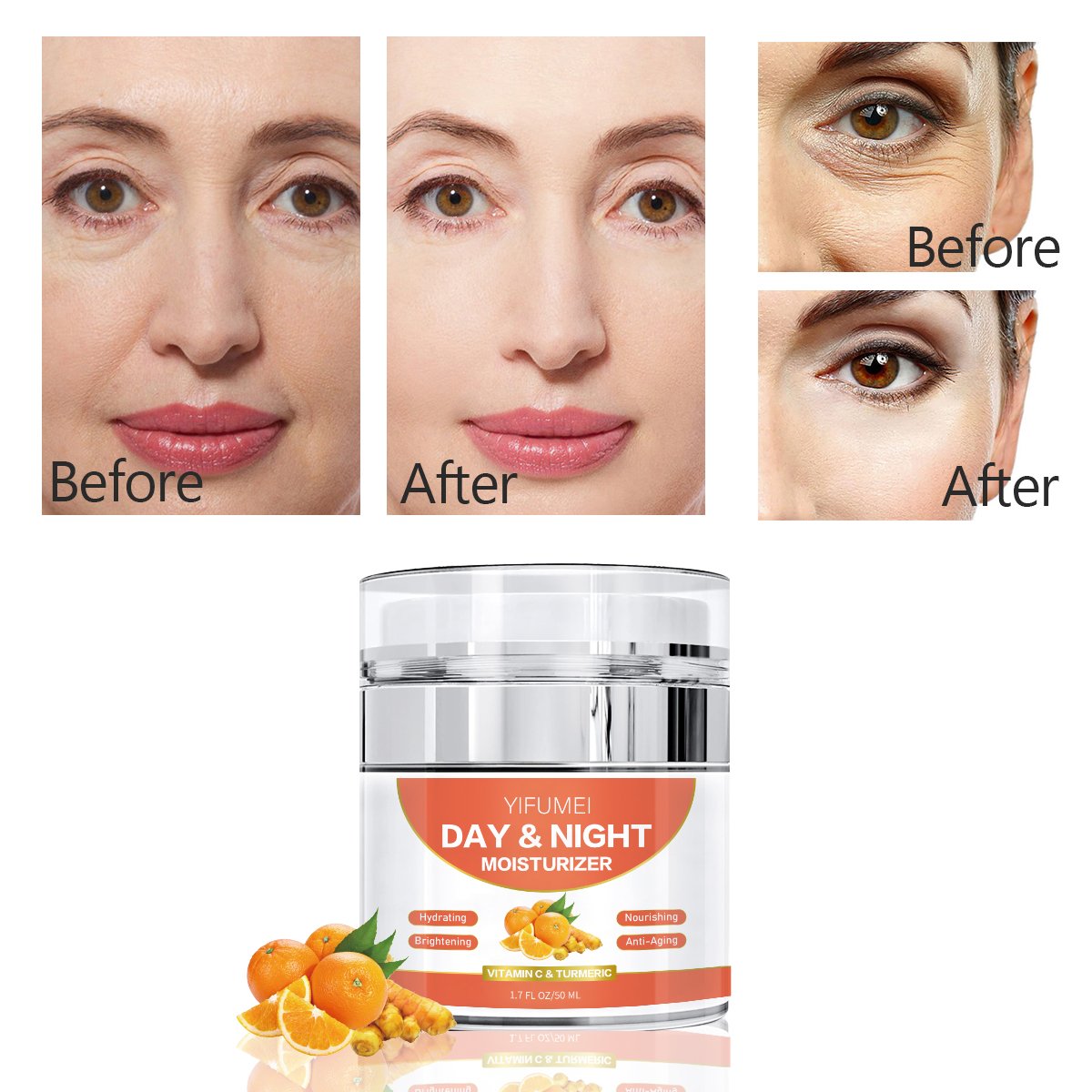 Customized Organic Vitamin C Turmeric Day And Night Anti Aging Moisturizing Dark Spot Remover Whitening Peptides Face Cream
