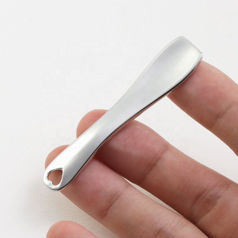 Customized logo Makeup Beauty Mixing Cream Cosmetic Spoon Scoop 6cm Small Mini Metal Cosmetics Spatula