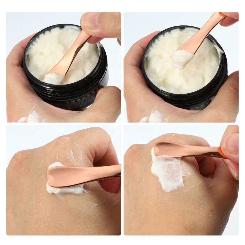 Customized logo Makeup Beauty Mixing Cream Cosmetic Spoon Scoop 6cm Small Mini Metal Cosmetics Spatula