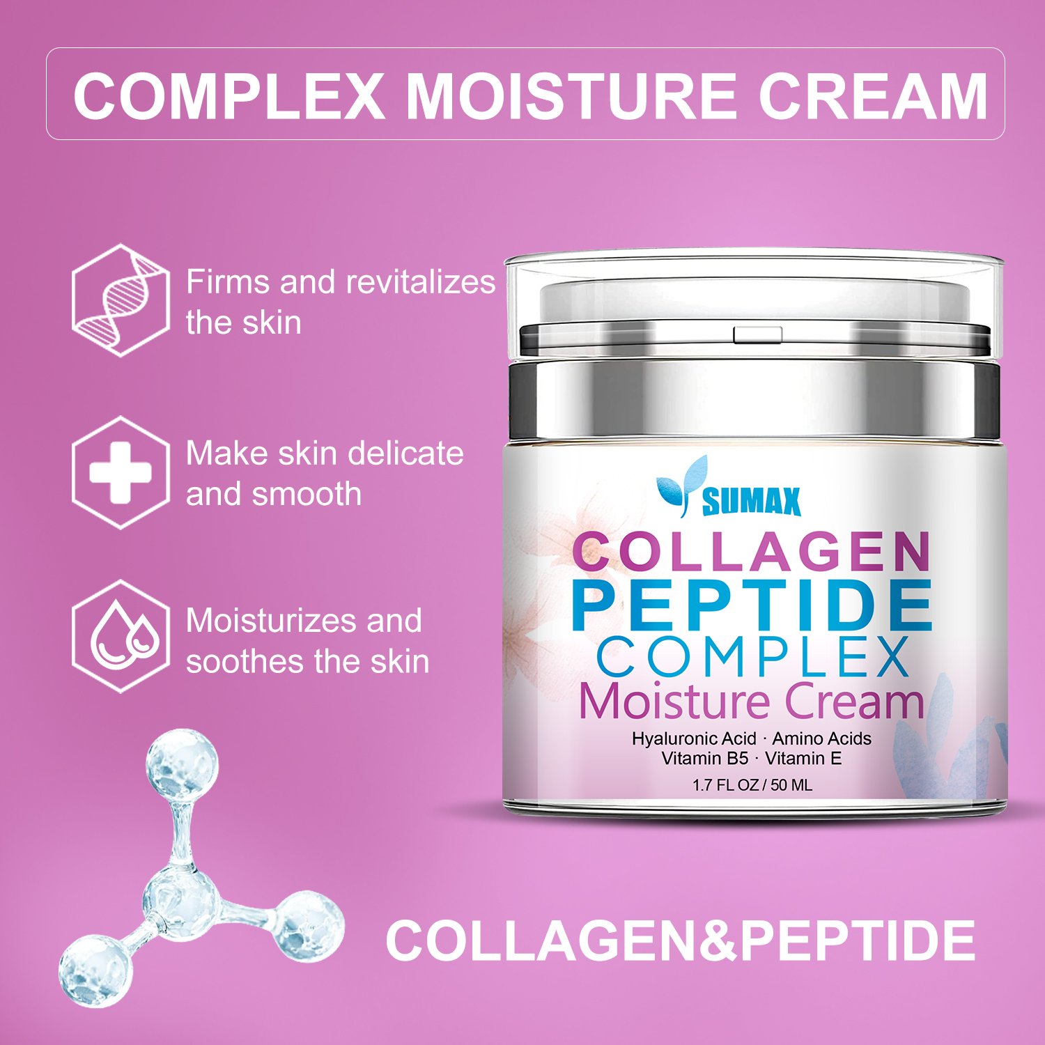 Sumax 50ml Face Moisturizer Collagen Cream Anti Aging Day And Night Face Cream