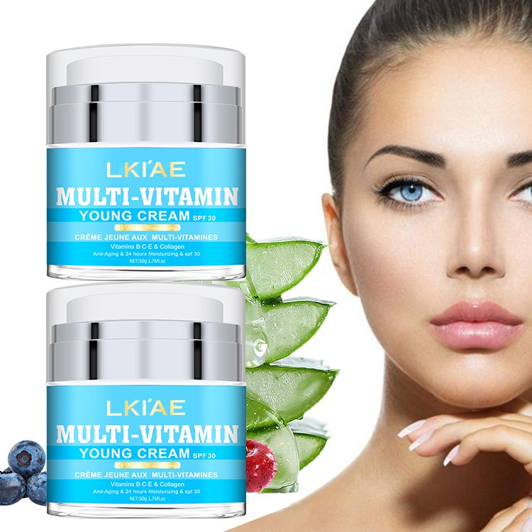 Glowing Skin LKIAE Private Label Multi-Vitamin Fresh Beauty Collagen Brightening Organic Face Cream For Dark Skin