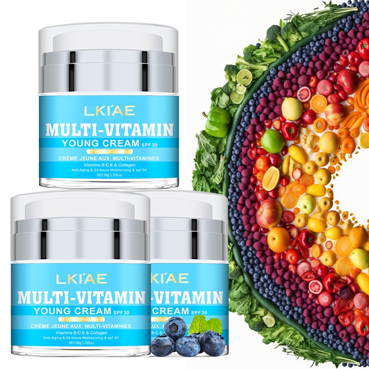 Glowing Skin LKIAE Private Label Multi-Vitamin Fresh Beauty Collagen Brightening Organic Face Cream For Dark Skin