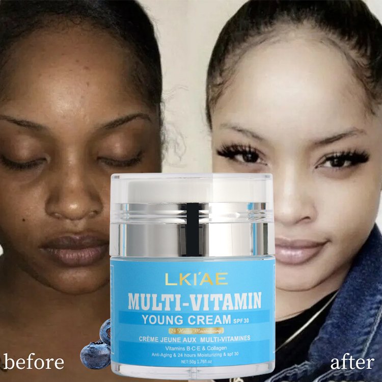 Glowing Skin LKIAE Private Label Multi-Vitamin Fresh Beauty Collagen Brightening Organic Face Cream For Dark Skin