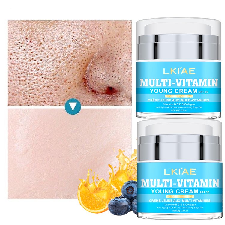 Glowing Skin LKIAE Private Label Multi-Vitamin Fresh Beauty Collagen Brightening Organic Face Cream For Dark Skin