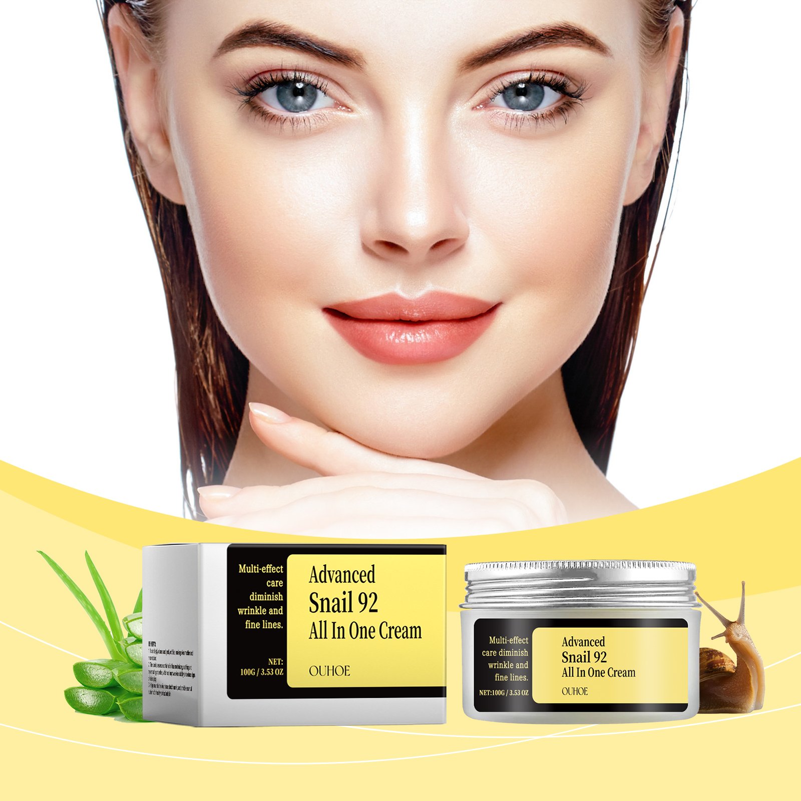 Private Label Korean Snail Mucin Moisturizer Micromolecule Hyaluronic Acid Snail Repair Snoothes Essence Face Cream
