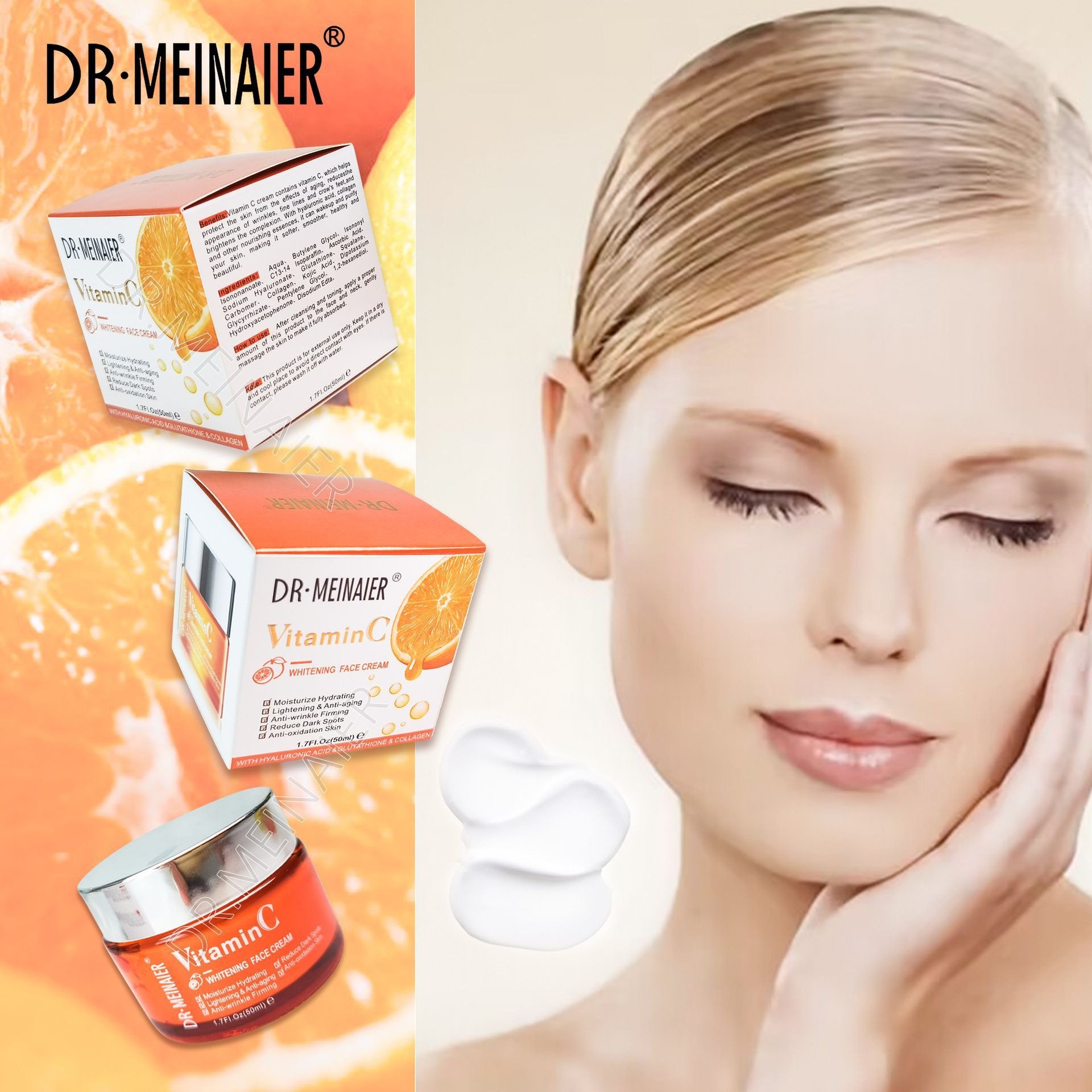 Custom private label VC skin care series brightening cleansing scrum moisturizing vitamin C face cream facial cleanser eye cream
