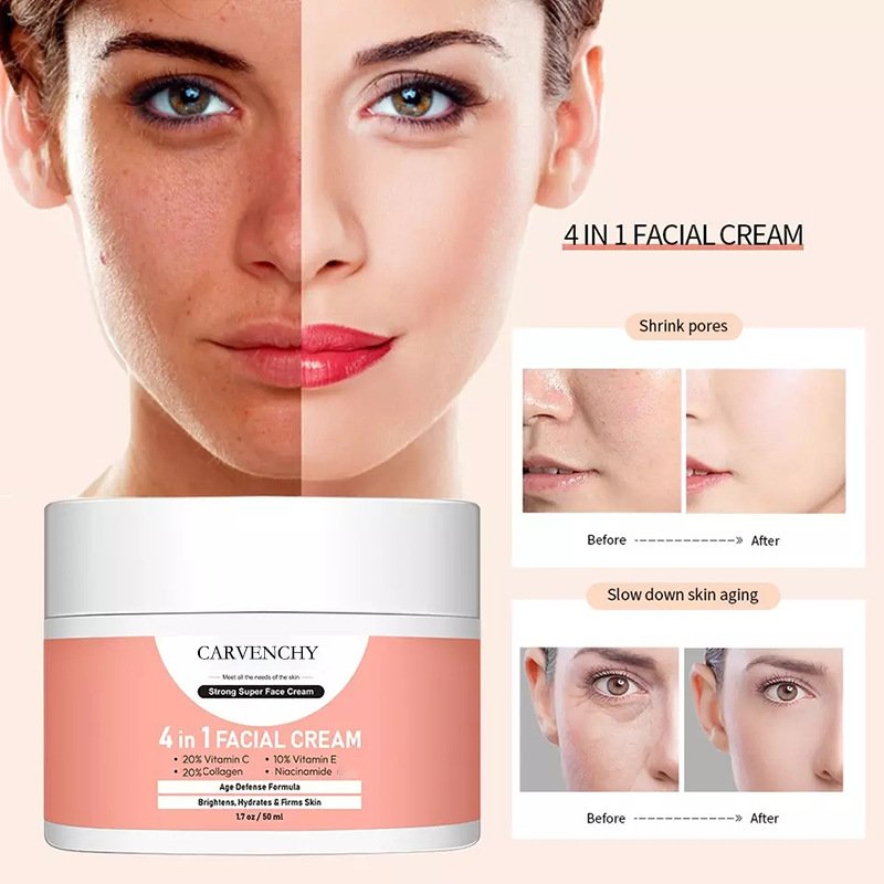 CARVENCHY Skin Care Facial 4 in 1 Whitening Anti Age Face Cream Vitamin C Niacinamide Collagen Cream