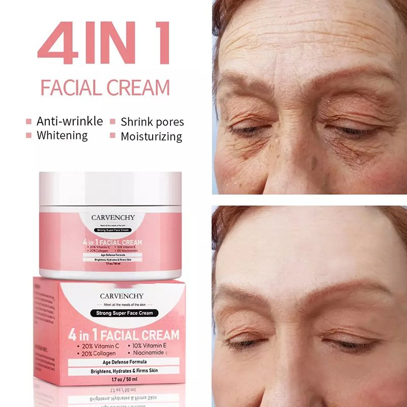 CARVENCHY Skin Care Facial 4 in 1 Whitening Anti Age Face Cream Vitamin C Niacinamide Collagen Cream