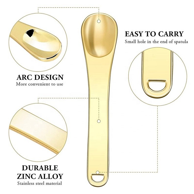 2024 Custom Logo Luxury Golden Facial Cream 60MM Mini Silver Anti Aging Metal Makeup Spoon