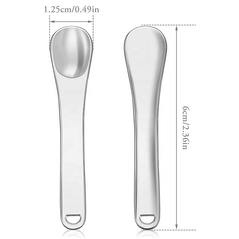 2024 Custom Logo Luxury Golden Facial Cream 60MM Mini Silver Anti Aging Metal Makeup Spoon
