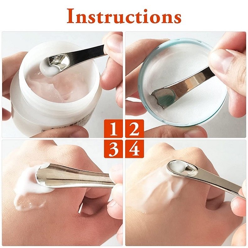 2024 Custom Logo Luxury Golden Facial Cream 60MM Mini Silver Anti Aging Metal Makeup Spoon