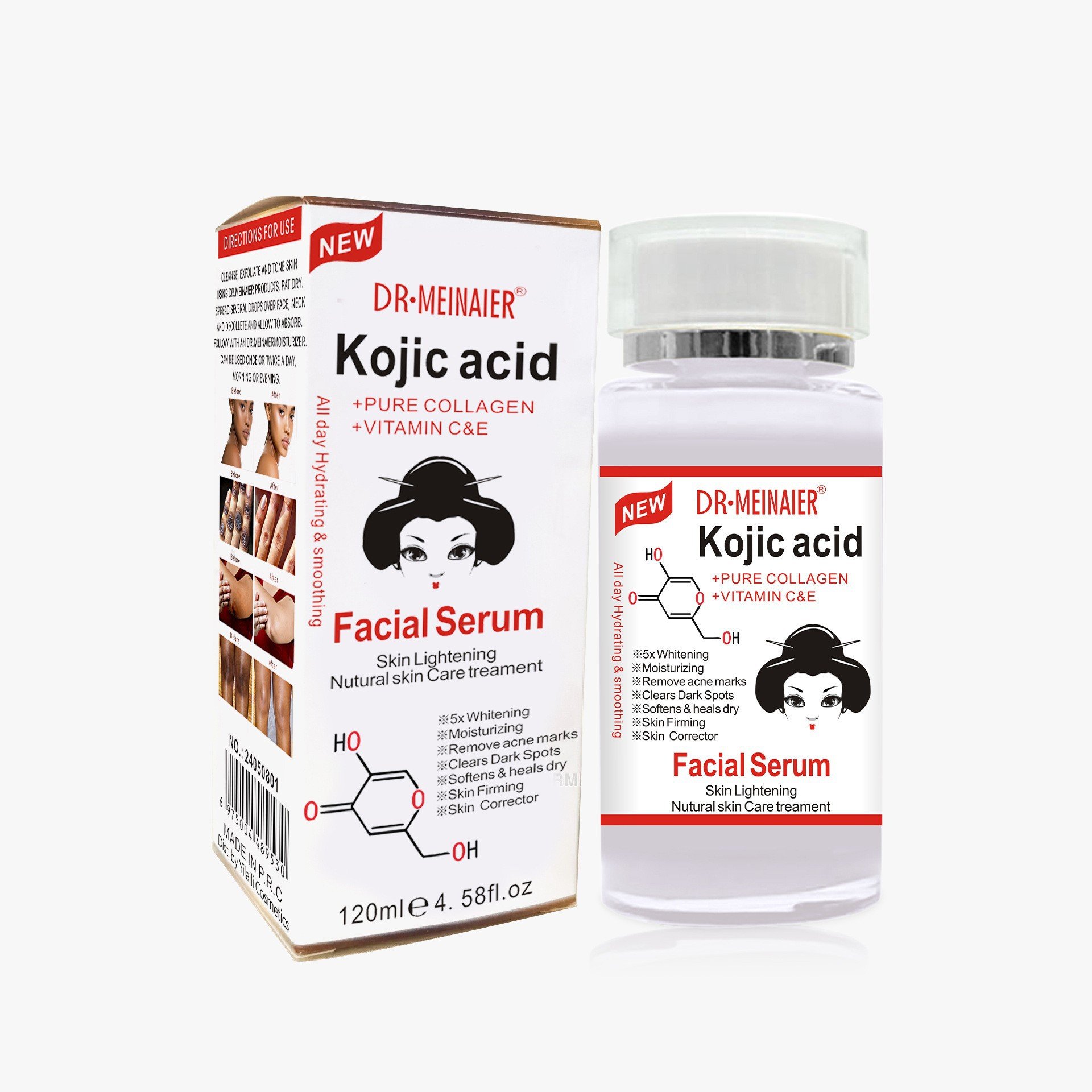 Private Label Skin Whitening Dark Spot Serum Face Cream For Dark Skin Women Bleaching Body Lotion Kojic Acid Skin Care Set
