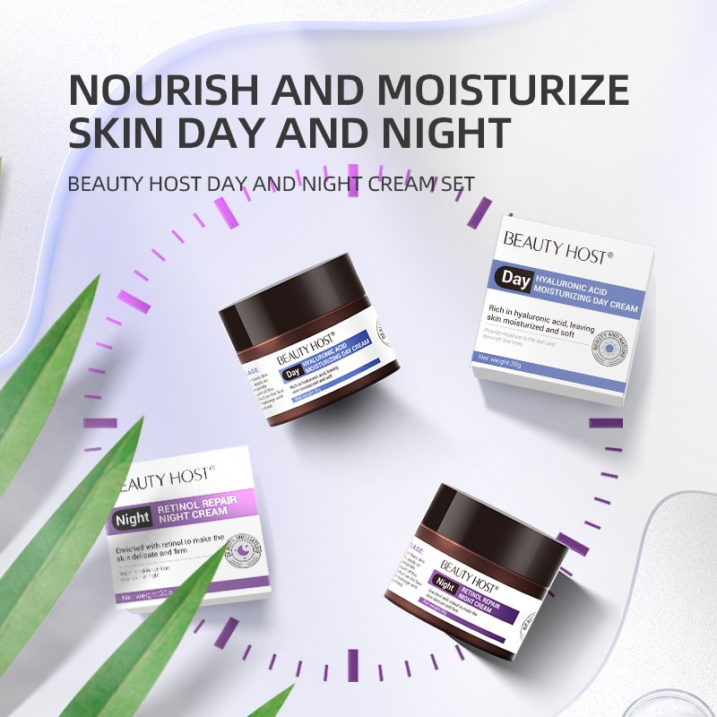 Top Rated Skin Care Products Moisturizing Hyaluronic Acid Day Cream and Retinol Repairing Skin Night Face Cream