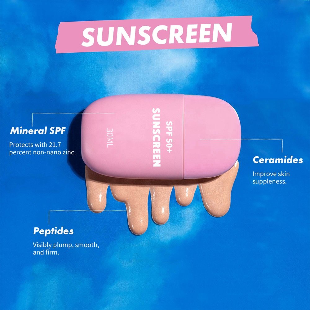 Wholesale Custom Your Own Logo Makeup Travel Sun Screen Lotion Oem Long Lasting Vegan Best Face Hydrating Sunscreen Cream