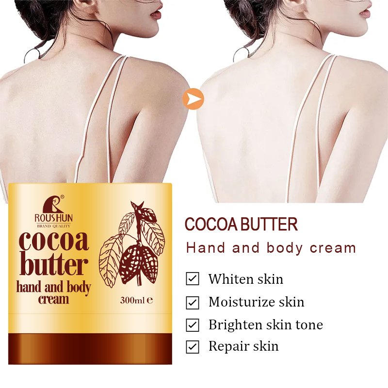 ROUSHUN Private Label Cocoa Butter Cream hand and body Cream Pure Cocoa Extract Moisturizer Nourishing Lightening Body Lotion