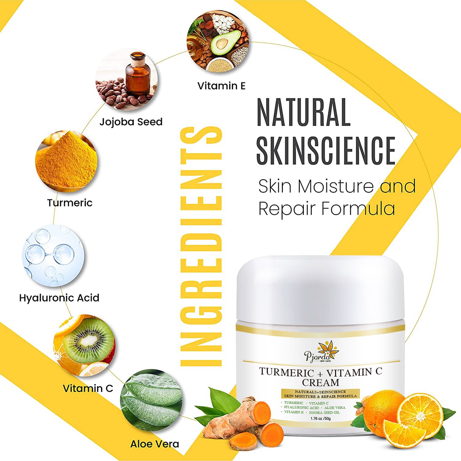 Private Label Natural Turmeric Vitamin C Face Cream Whitening and brightening Hydrating Anti-Wrinkle And Anti-Aging Face Cream